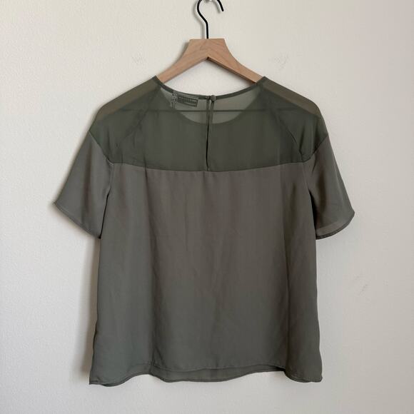 ASOS Design Womens Green Short-Sleeve Mesh Sheer Blouse Top Size 6 Office Work - Picture 6 of 7